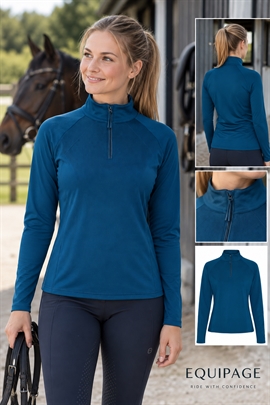 Equipage Redmond langærmet trøje, half zip - Majolica Blue
